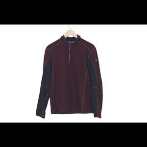 KUHL Mens Revel 1/4 Zip Sweater Kashmira Pullover Red Gray M